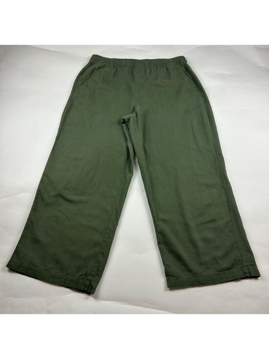Old Navy Pants - Old Navy Olive Green Linen Blend Wide Leg Lounge Pant L
